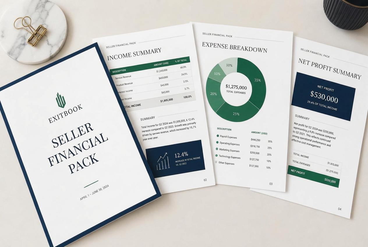 Preview of the ExitBook Seller Financial Pack report